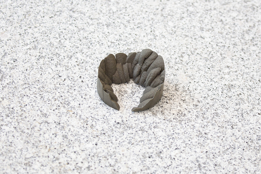 <p><em>Many deliberated</em>, necuron, aluminium powder, steel, brooch. 60 x 60 x 35 mm, 2014 © Patrícia Domingues.</p>